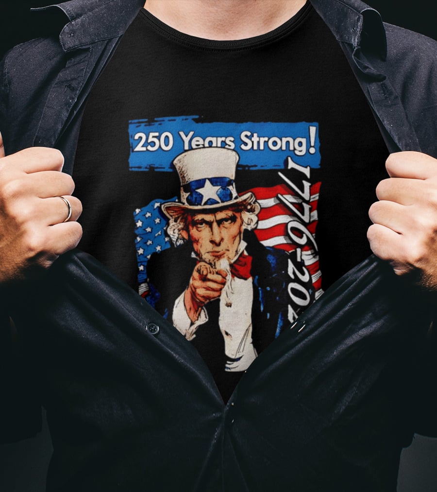 Uncle Sam 250 Years Strong 1776 2026 American Patriotic Celebration T-Shirt