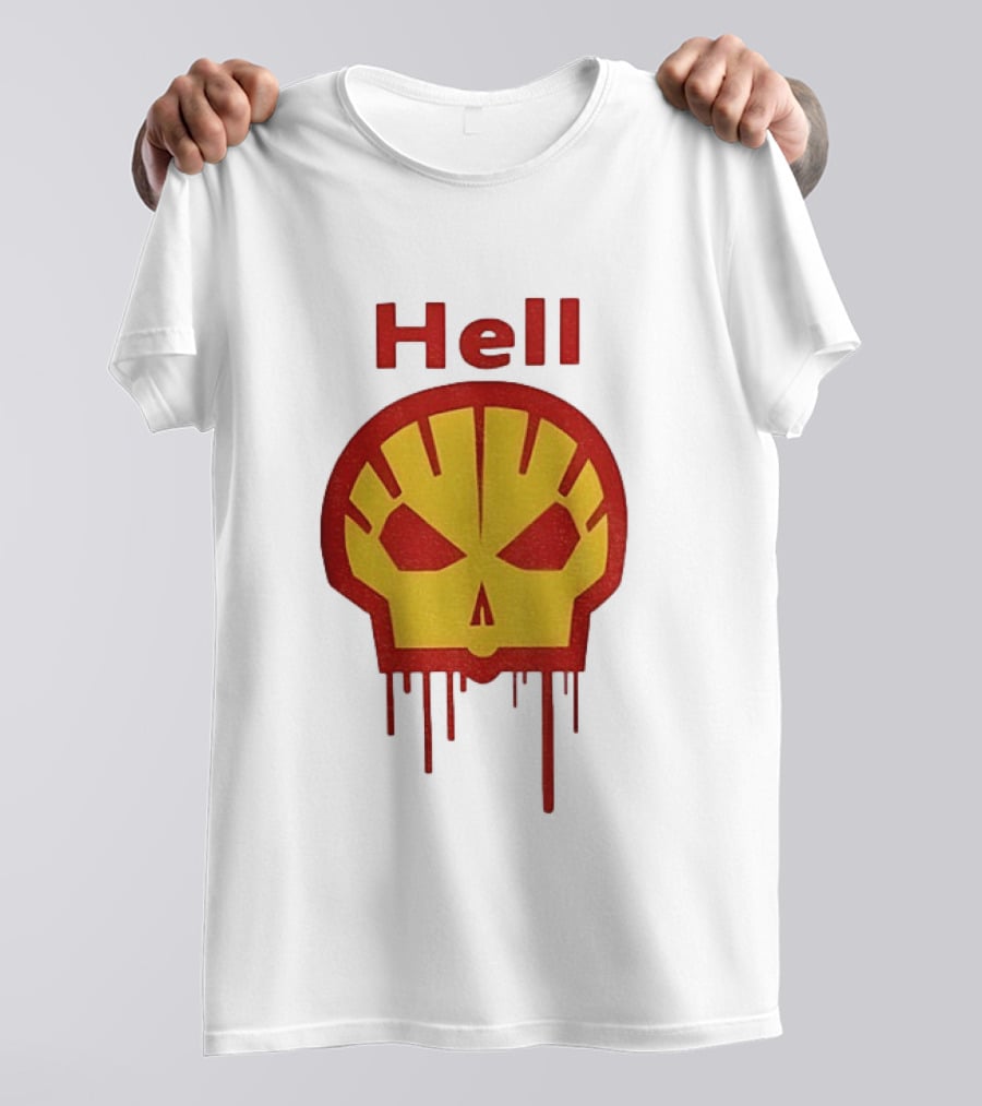 Hell Shell Dripping Skull Icon Red Yellow T-Shirt