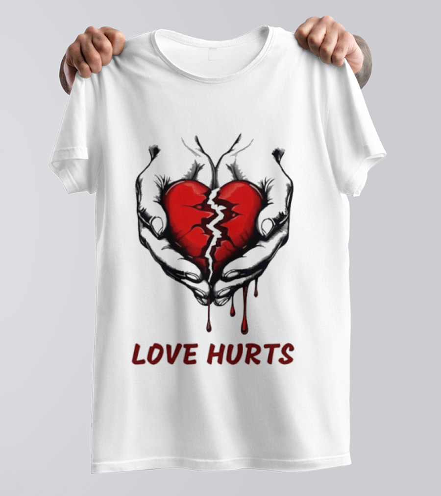 Love Hurts Bleeding Broken Heart Emotional Expression T-Shirt