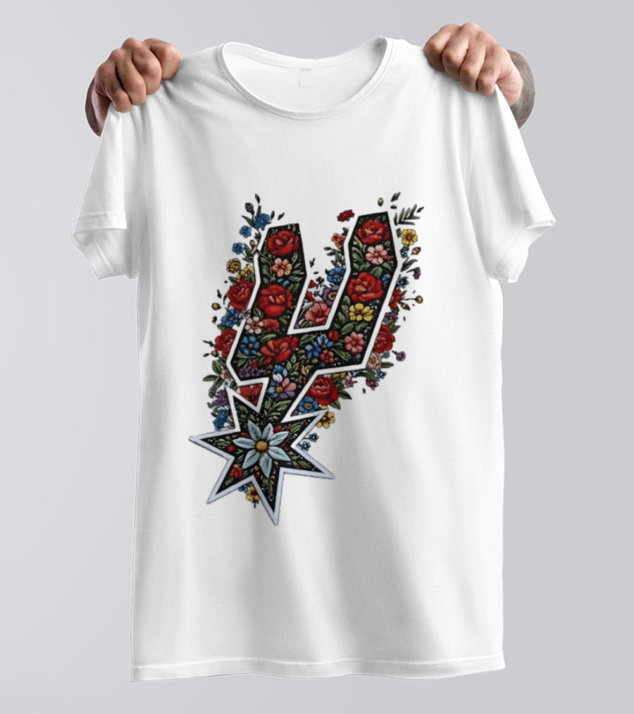 San Antonio Spurs Floral Rose Garden Spurs Team T-Shirt
