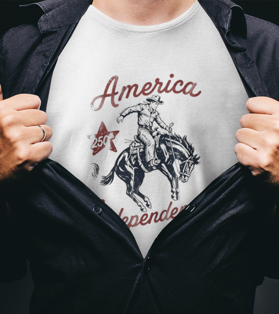 America Independence Cowboy 250th Anniversary USA Independence Day T-Shirt