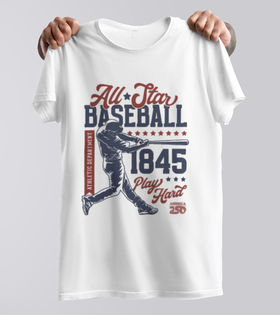 All Star Baseball 1845 Player Red Blue T-Shirt