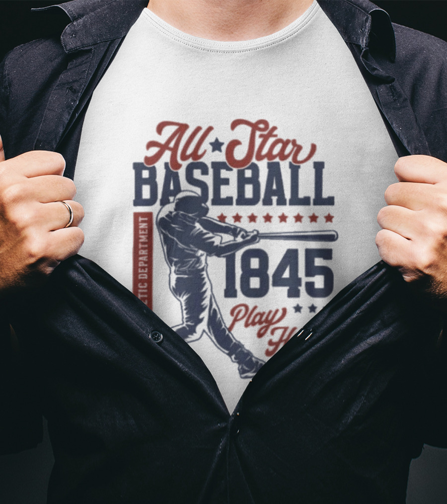 All Star Baseball 1845 Player Red Blue T-Shirt
