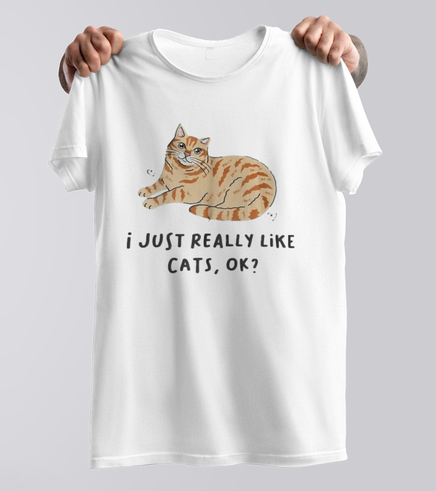 I Just Really Like Cats Ok With Cute Orange Tabby Cat T-Shirt