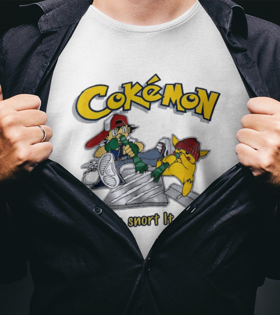 Cokemon Gotta Snort It All Pikachu T-Shirt