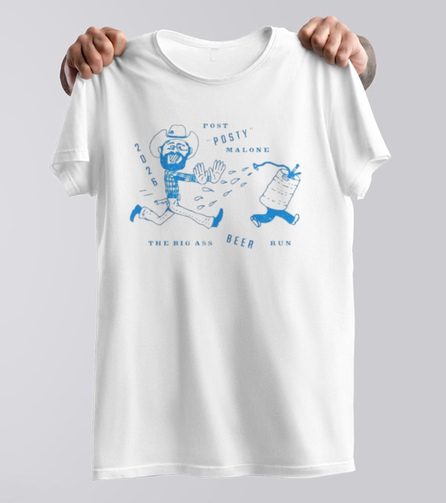 Post Malone Beer Run Cowboy Cartoon You Can Run Beer 2023 T-Shirt