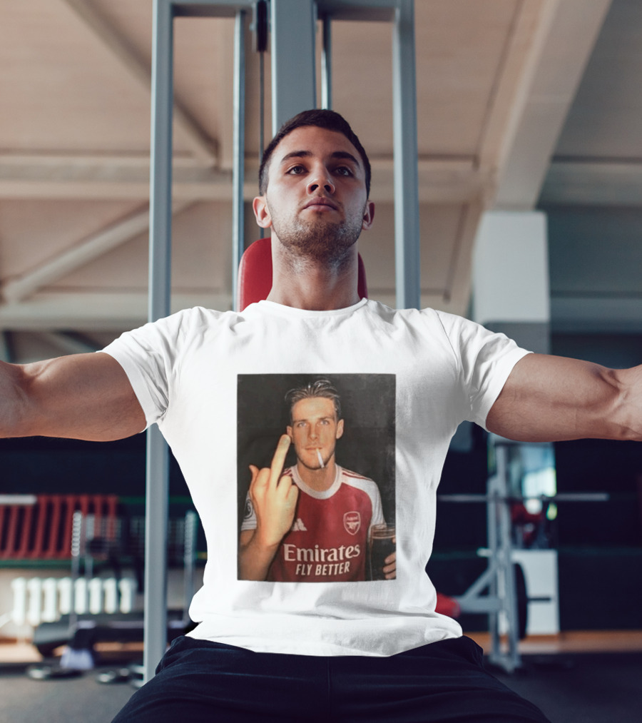 Emirates Fly Better Arsenal Middle Finger Smoking Soccer Player T-Shirt