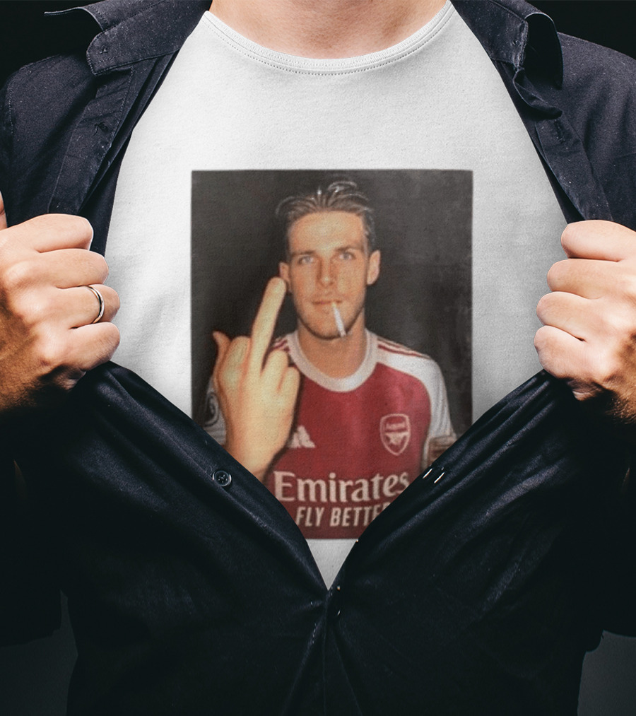 Emirates Fly Better Arsenal Middle Finger Smoking Soccer Player T-Shirt