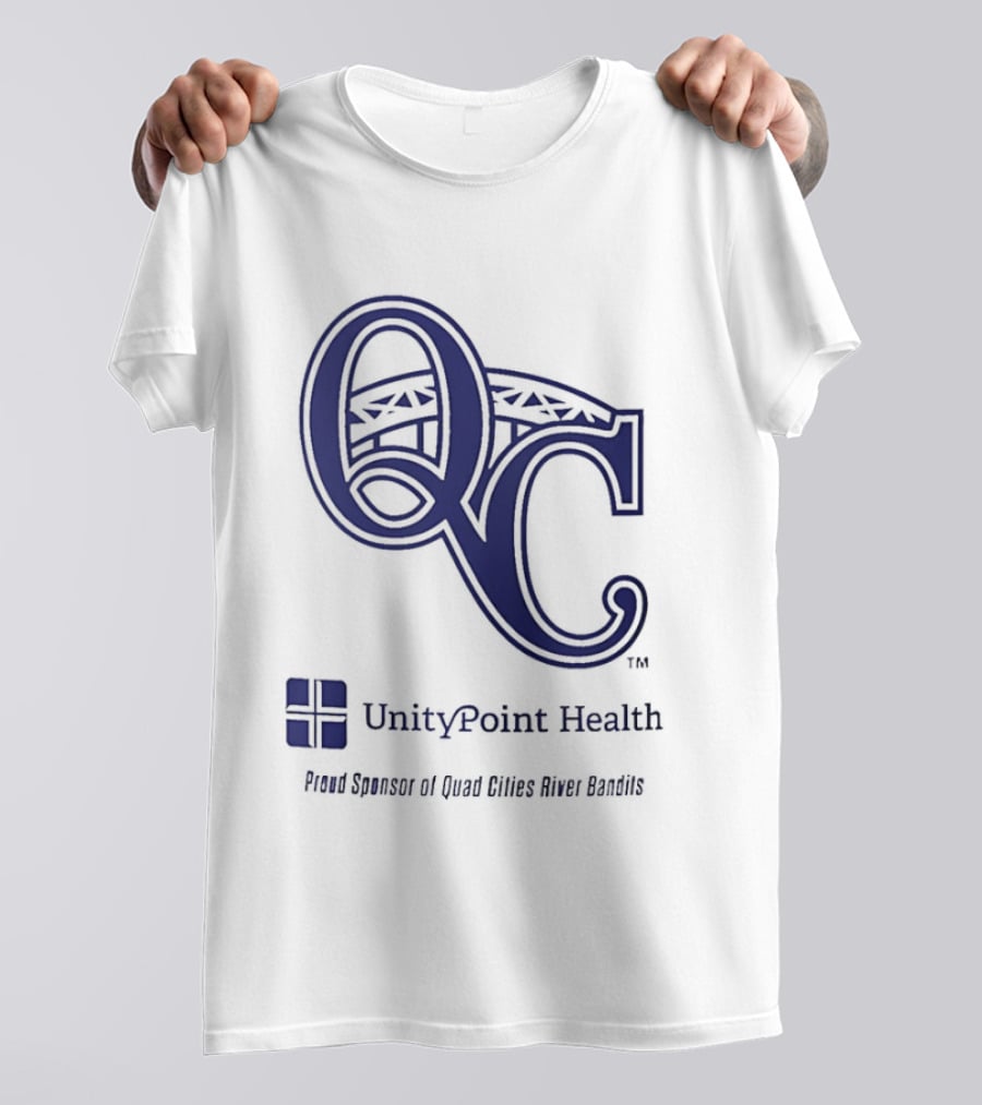 QC River Bandits UnityPoint Health Proud Sponsor Quad Cities Bridge T-Shirt