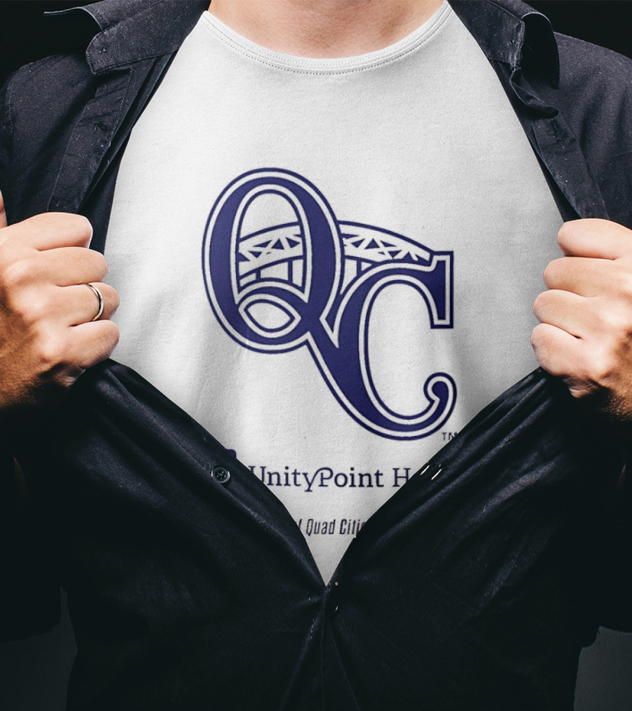 QC River Bandits UnityPoint Health Proud Sponsor Quad Cities Bridge T-Shirt