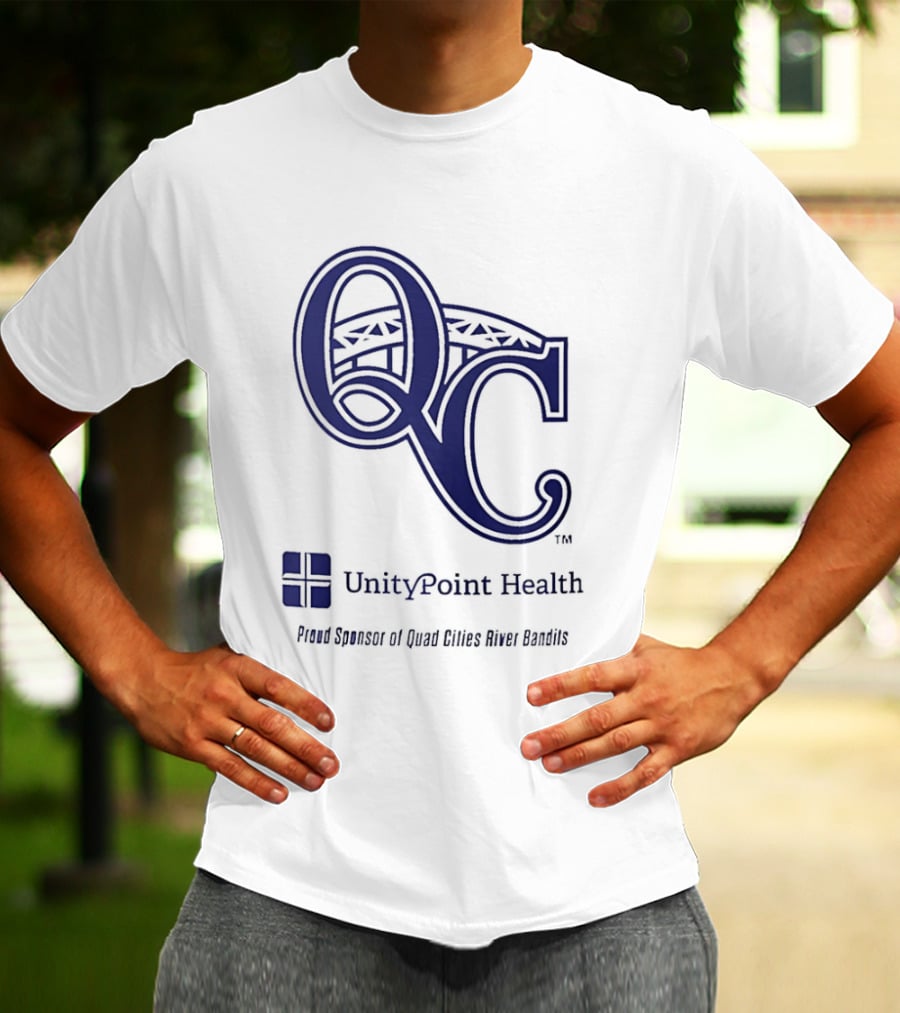 QC River Bandits UnityPoint Health Proud Sponsor Quad Cities Bridge T-Shirt