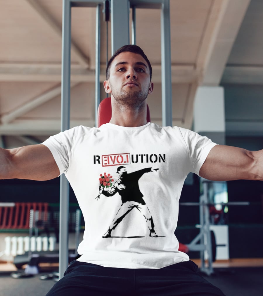Revolution With Love Letter Throwing Roses Graffiti T-Shirt