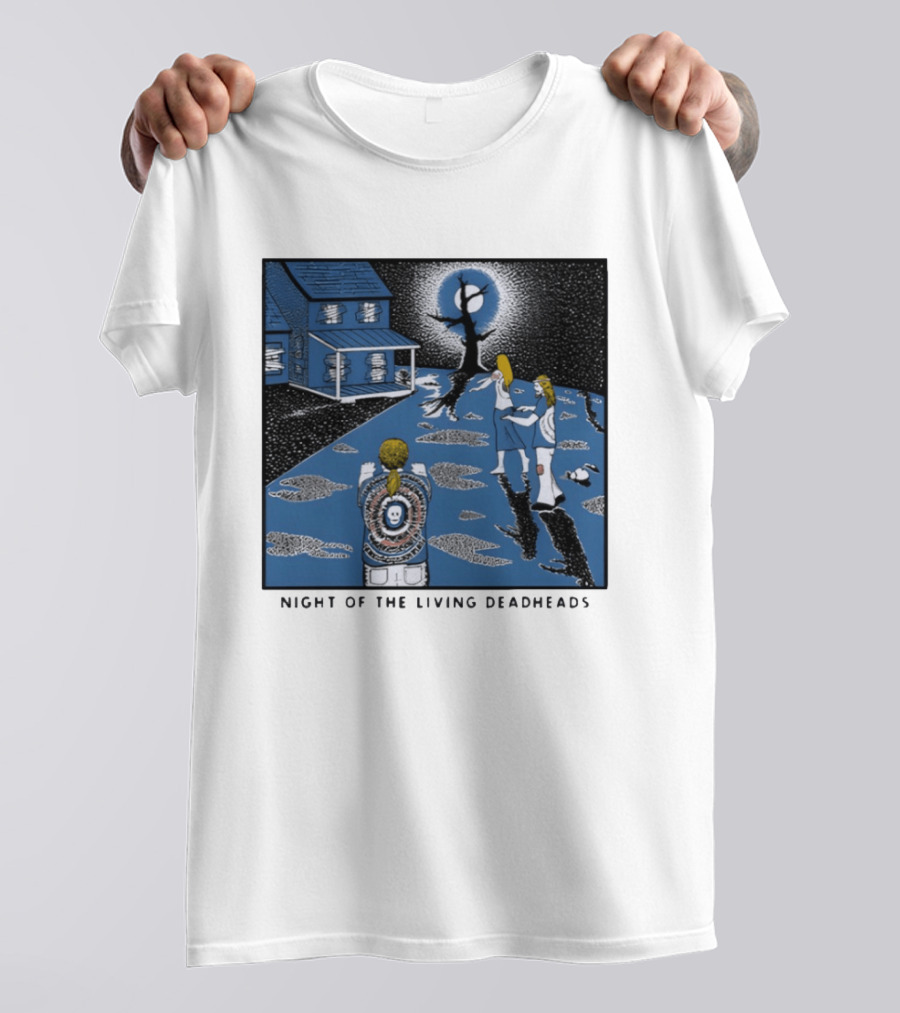 Ken Brown 90s Night Of The Living Deadheads House With Skull And Dancing Figures T-Shirt