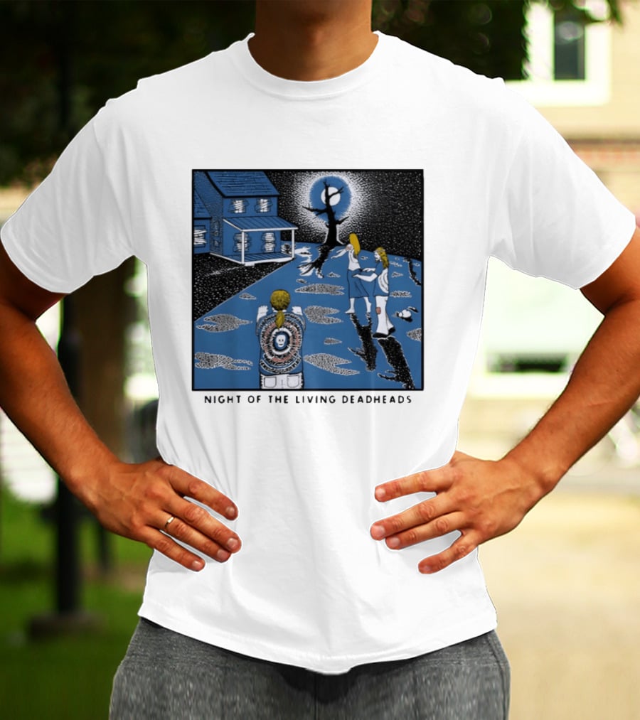 Ken Brown 90s Night Of The Living Deadheads House With Skull And Dancing Figures T-Shirt