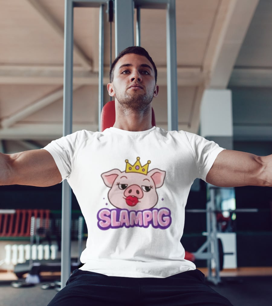 Slam Pig Princess Crown Cartoon With Kissy Lips T-Shirt
