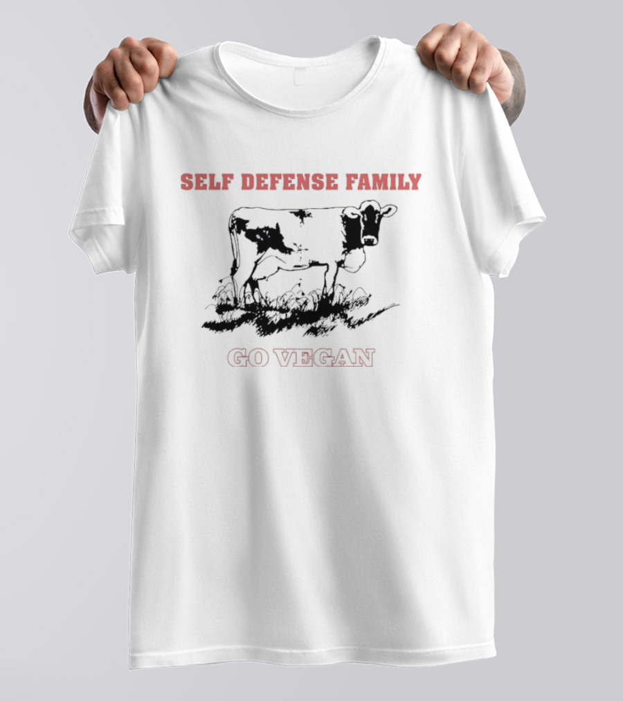 Self Defense Family Go Vegan Cow Farm Animal Activist T-Shirt