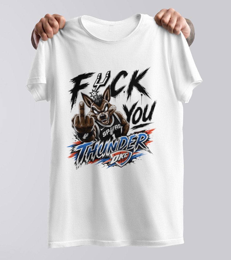 Spurs Vs Thunder F*** You Thunder OKC Rivalry Mascot Gesture T-Shirt