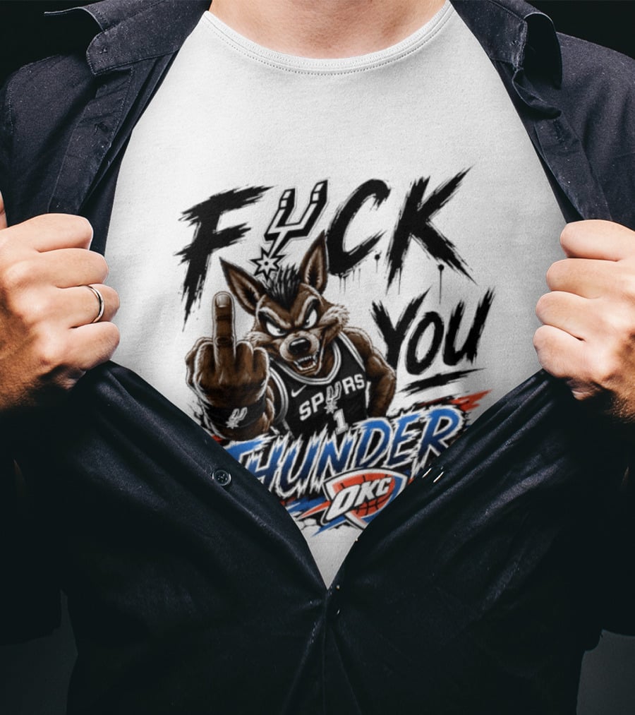 Spurs Vs Thunder F*** You Thunder OKC Rivalry Mascot Gesture T-Shirt