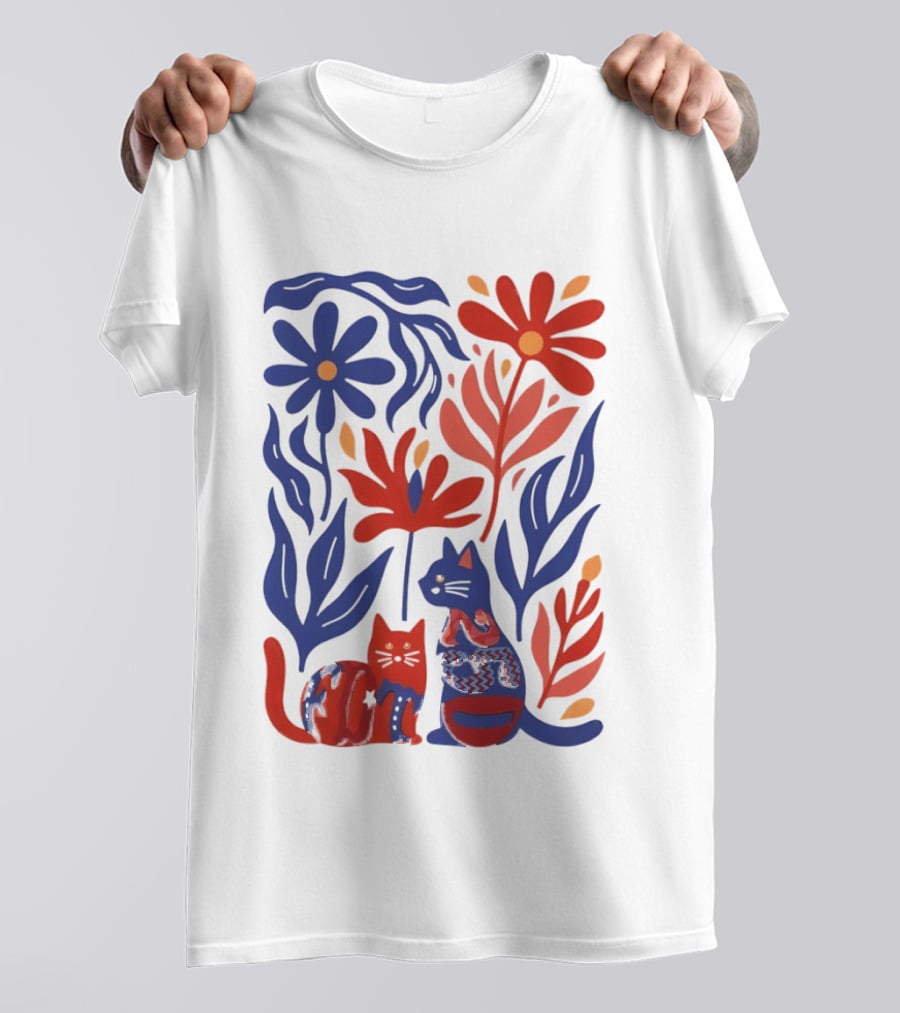 Subtle F Trump Cat Lover USA 250th Still Resisting Floral Cats T-Shirt