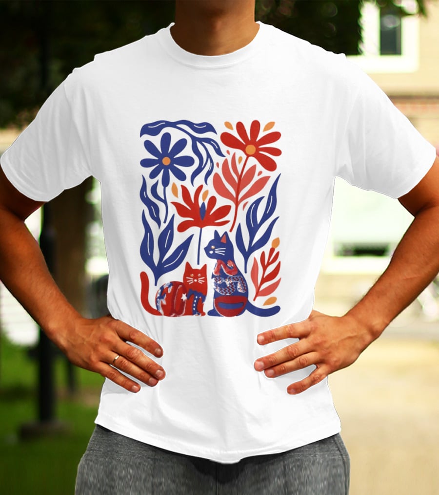 Subtle F Trump Cat Lover USA 250th Still Resisting Floral Cats T-Shirt