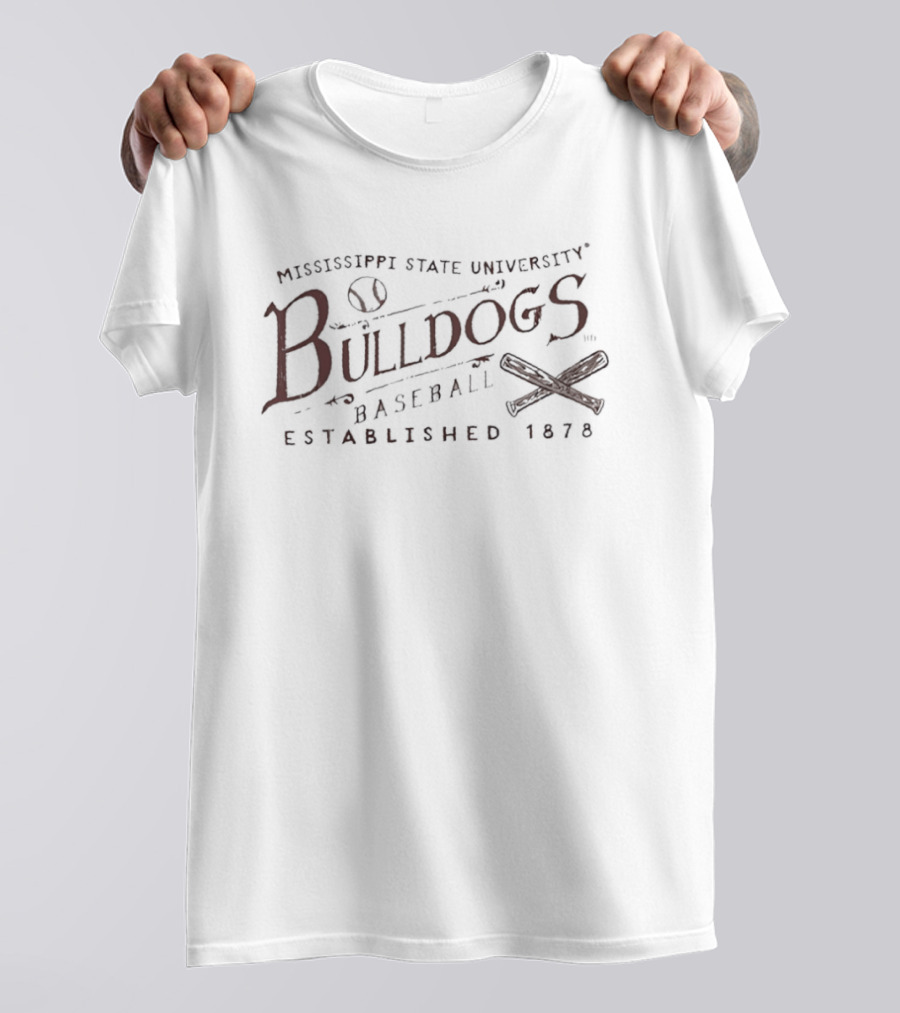 Mississippi State University Bulldogs Baseball Crossed Bats Established 1878 T-Shirt