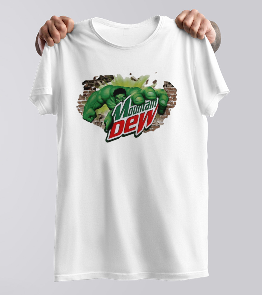 Hulk Smashing Through Brick Wall Mountain Dew Collaboration T-Shirt