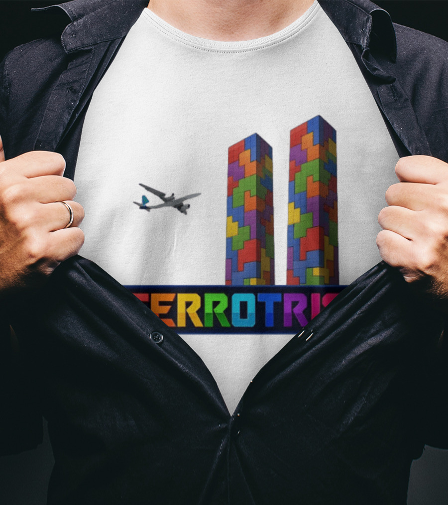 Terrortris Tetris Block Towers With Plane T-Shirt