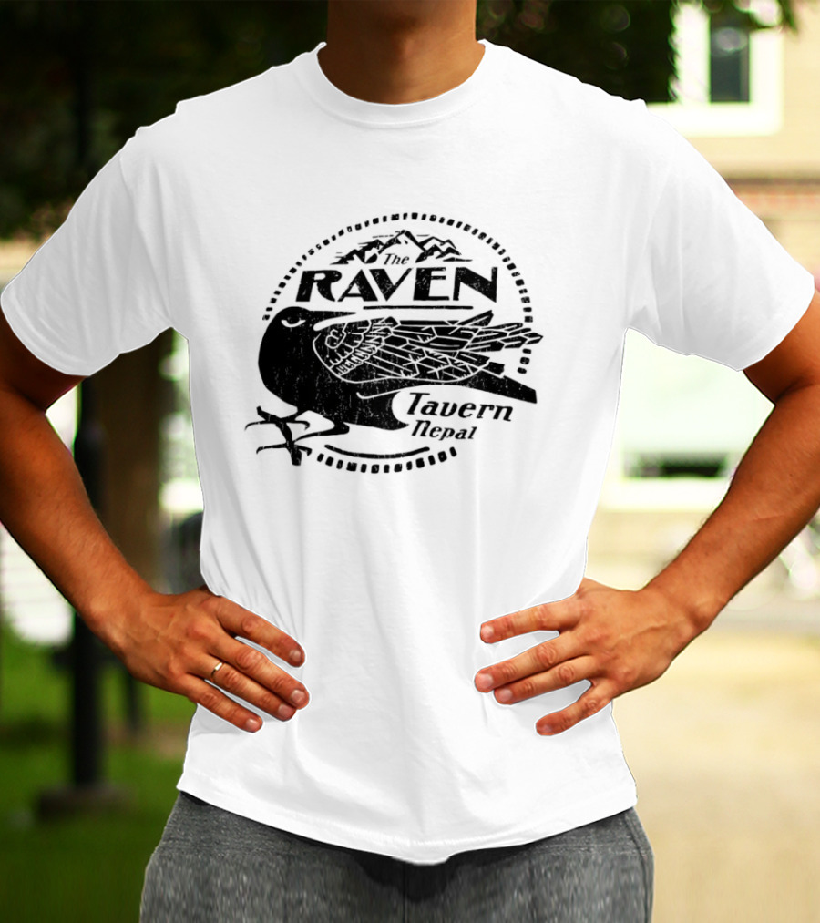 Raven Tavern Nepal Bird With Mountains T-Shirt