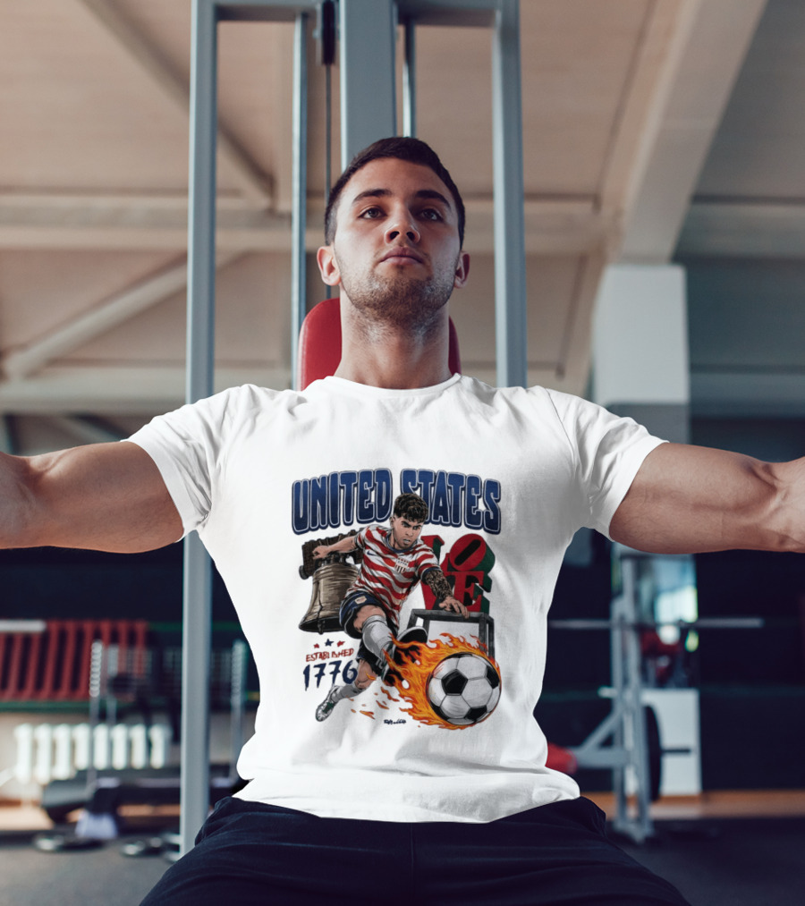 United States Love Park Philadelphia Soccer Player Liberty Bell 1776 T-Shirt