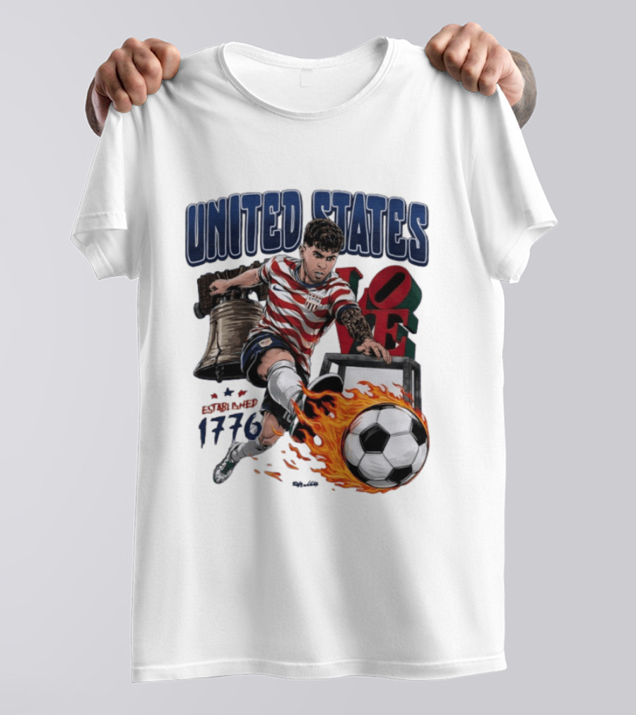 United States Love Park Philadelphia Soccer Player Liberty Bell 1776 T-Shirt