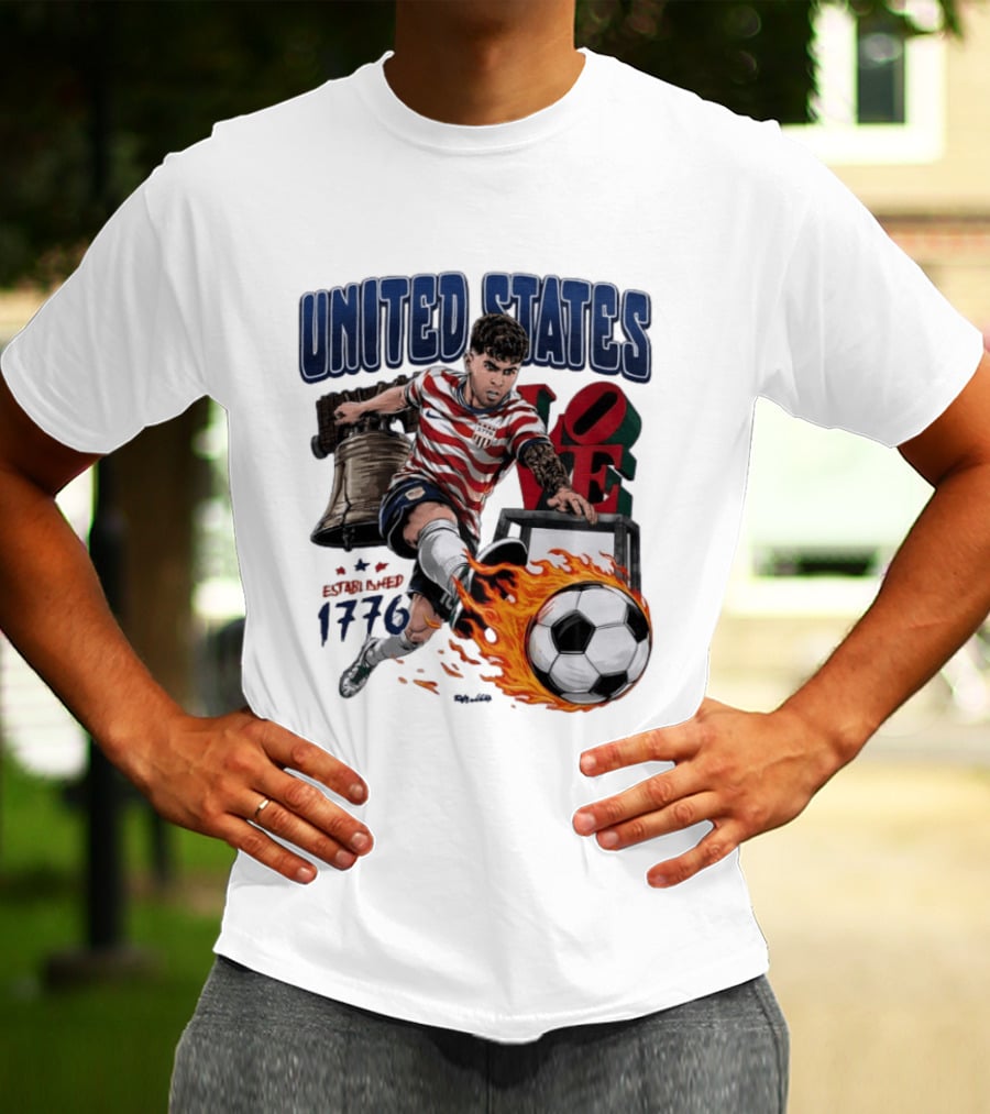 United States Love Park Philadelphia Soccer Player Liberty Bell 1776 T-Shirt