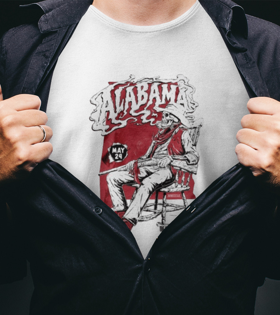 Alabama May 24 The Southern Hospitality Skeleton Cowboy T-Shirt