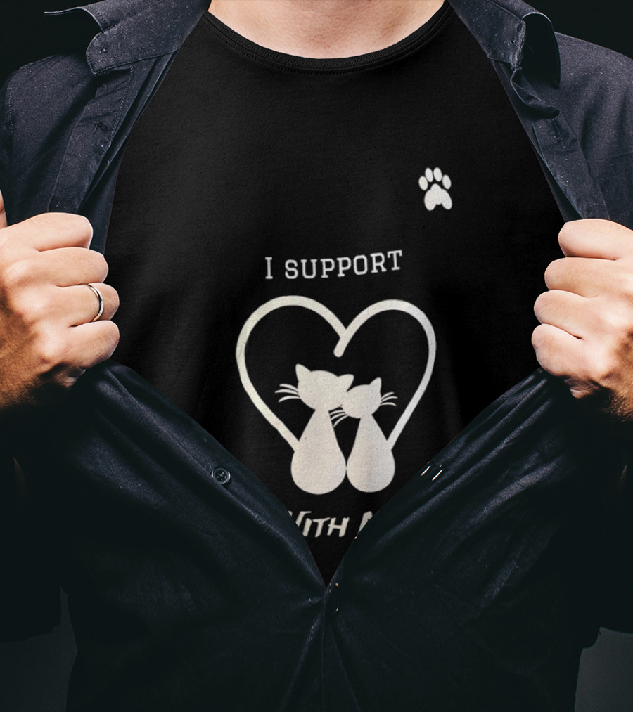 I Support Cats With No Home Heart Paw Feline Welfare Rescue Mission T-Shirt