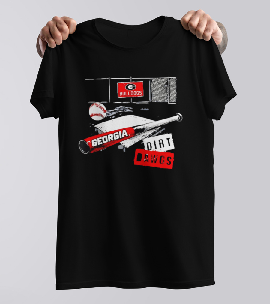 Georgia Bulldogs Baseball Dirt Dawgs Field Bat And Ball T-Shirt