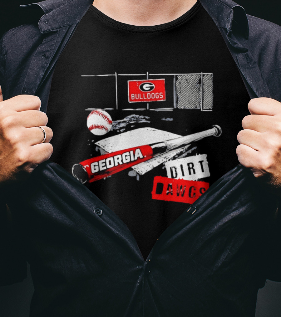 Georgia Bulldogs Baseball Dirt Dawgs Field Bat And Ball T-Shirt