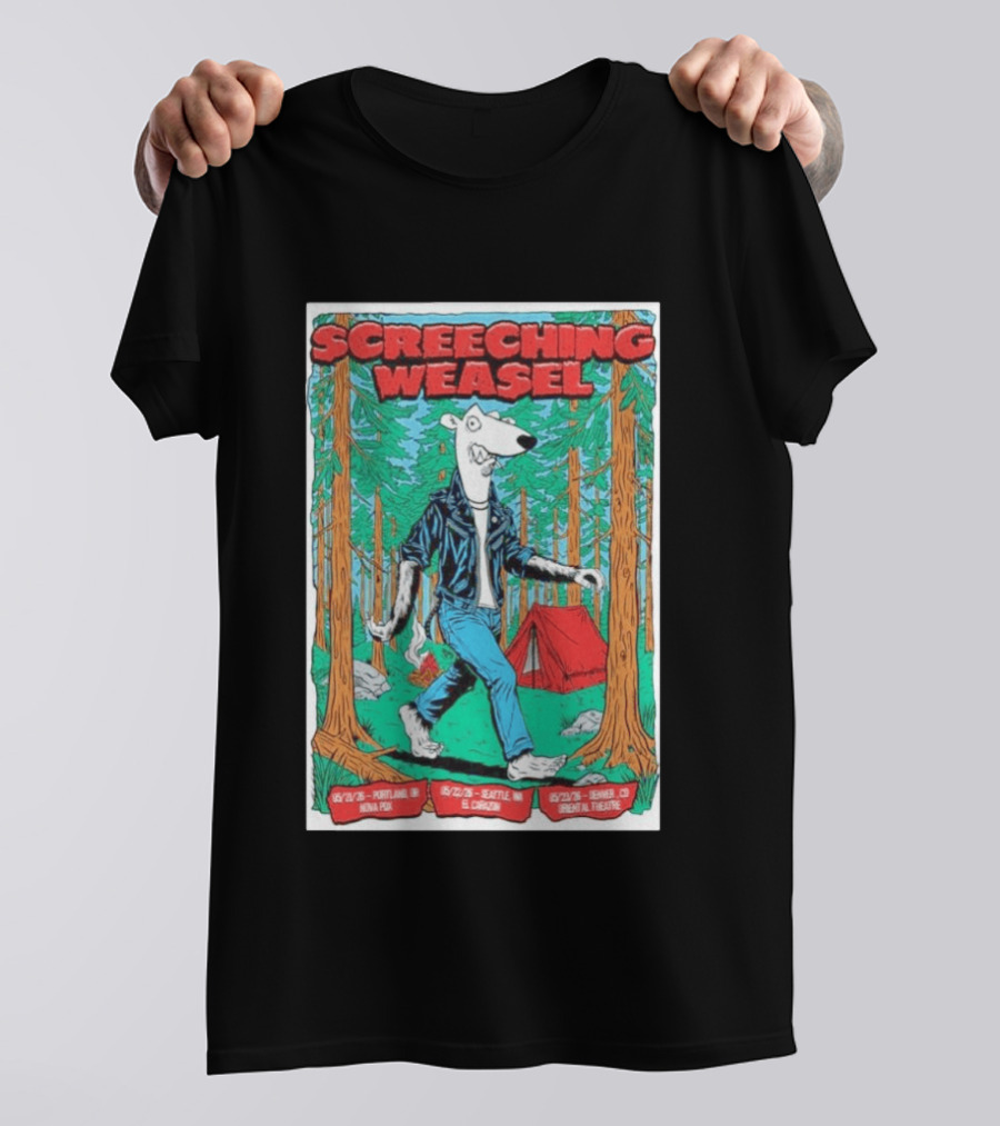 Screeching Weasel Punk Rocker Forest Weasel Tour Portland Seattle Denver T-Shirt