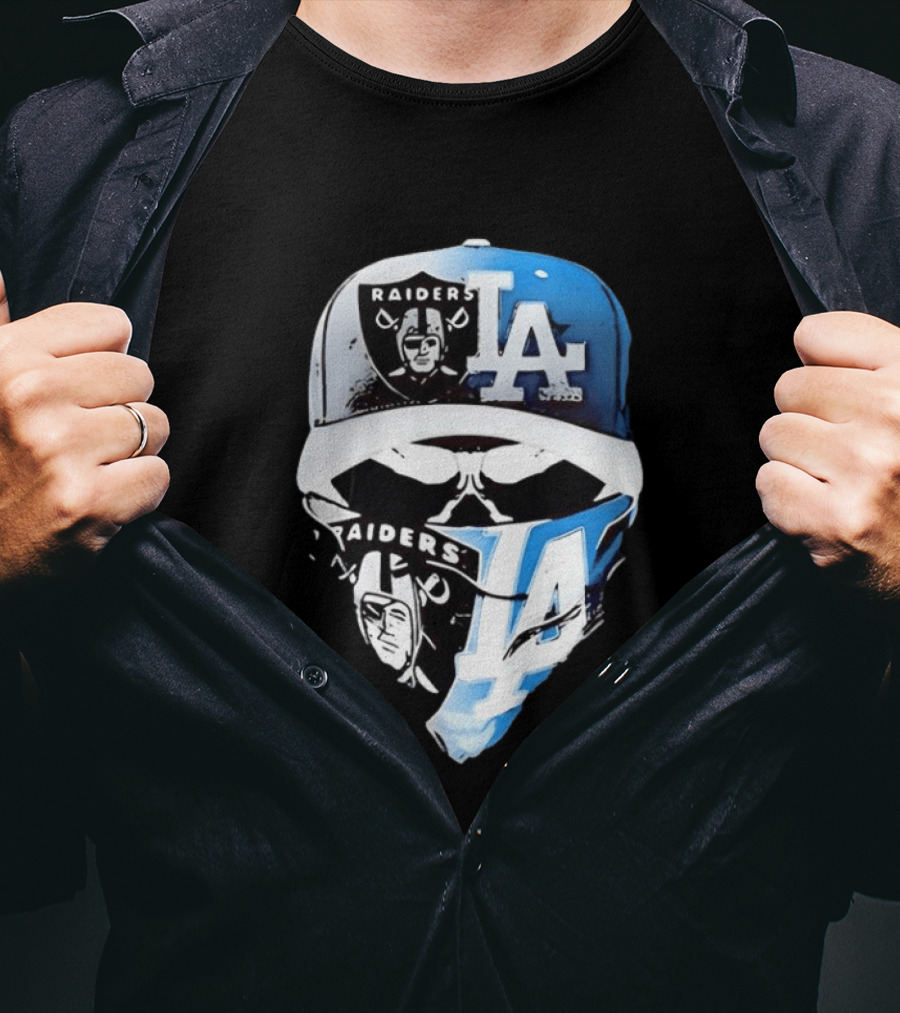 Las Vegas Raiders Los Angeles Dodgers Split Raiders LA T-Shirt