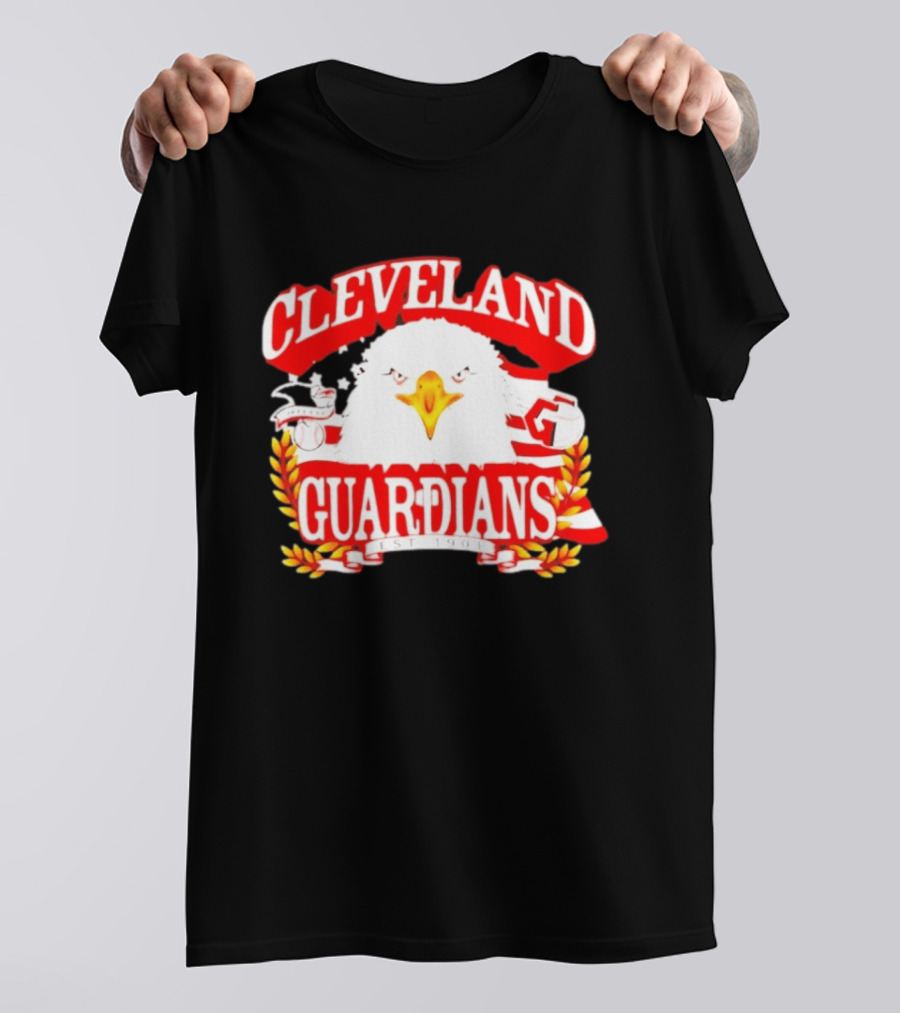 Cleveland Guardians Bald Eagle American Flag Baseball Est 1901 T-Shirt