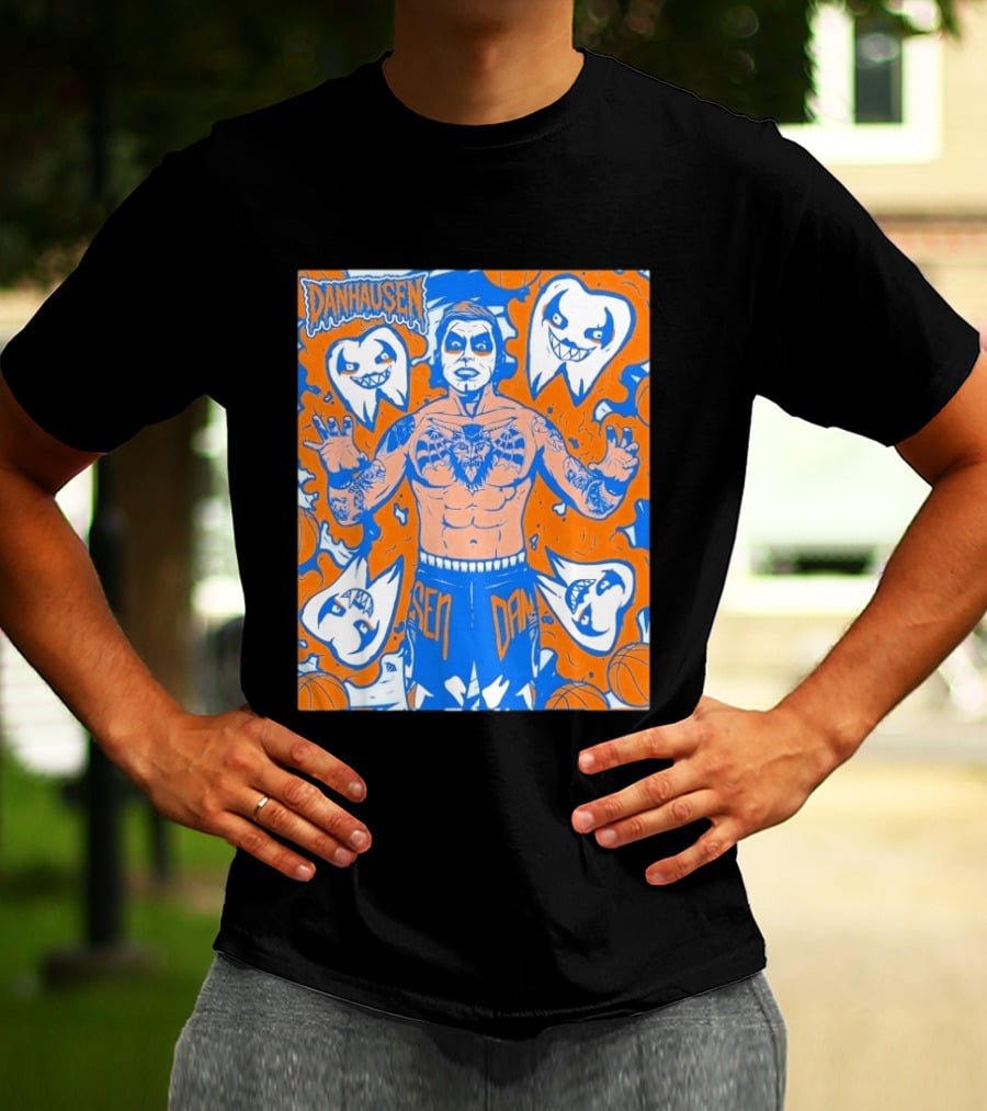 New York Knicks Danhausen Collaboration Uncursed Cartoon T-Shirt