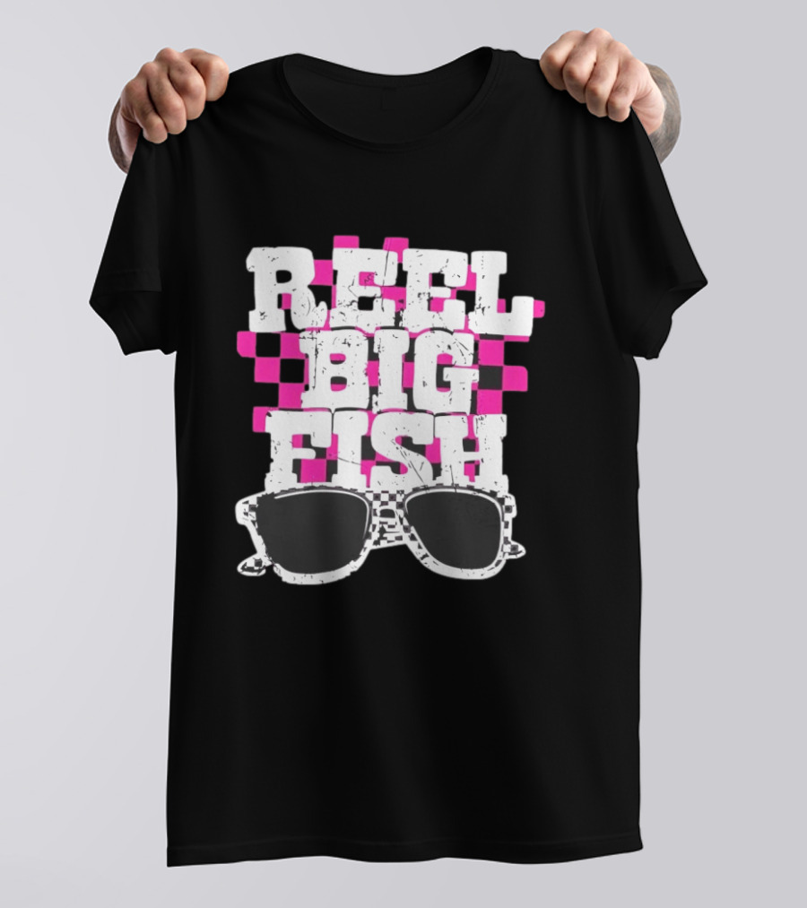 Reel Big Fish Checkered Sunglasses Pink Checkerboard T-Shirt