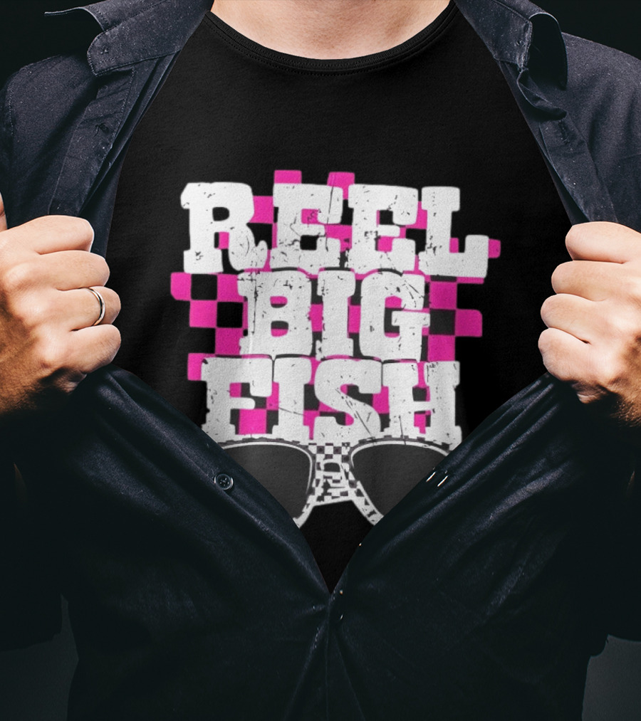Reel Big Fish Checkered Sunglasses Pink Checkerboard T-Shirt