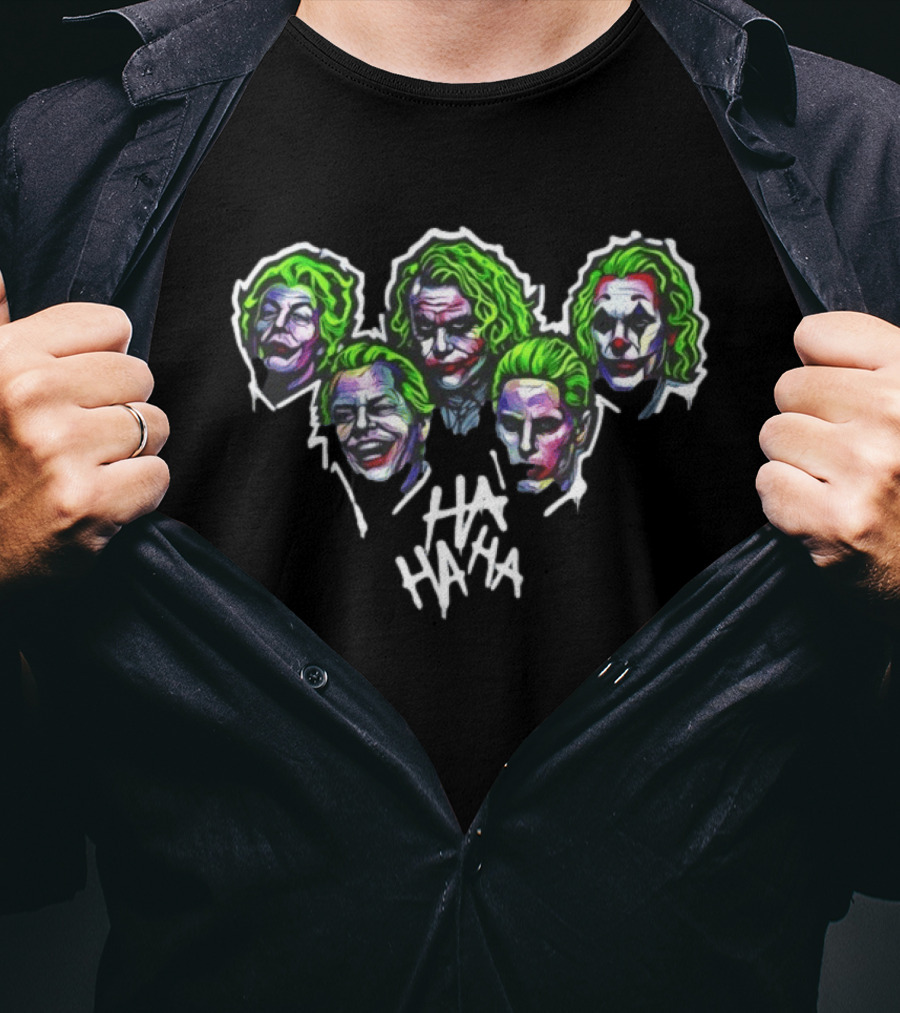 Joker Faces Ha Ha Ha Movie Villain Clown Interpretations T-Shirt