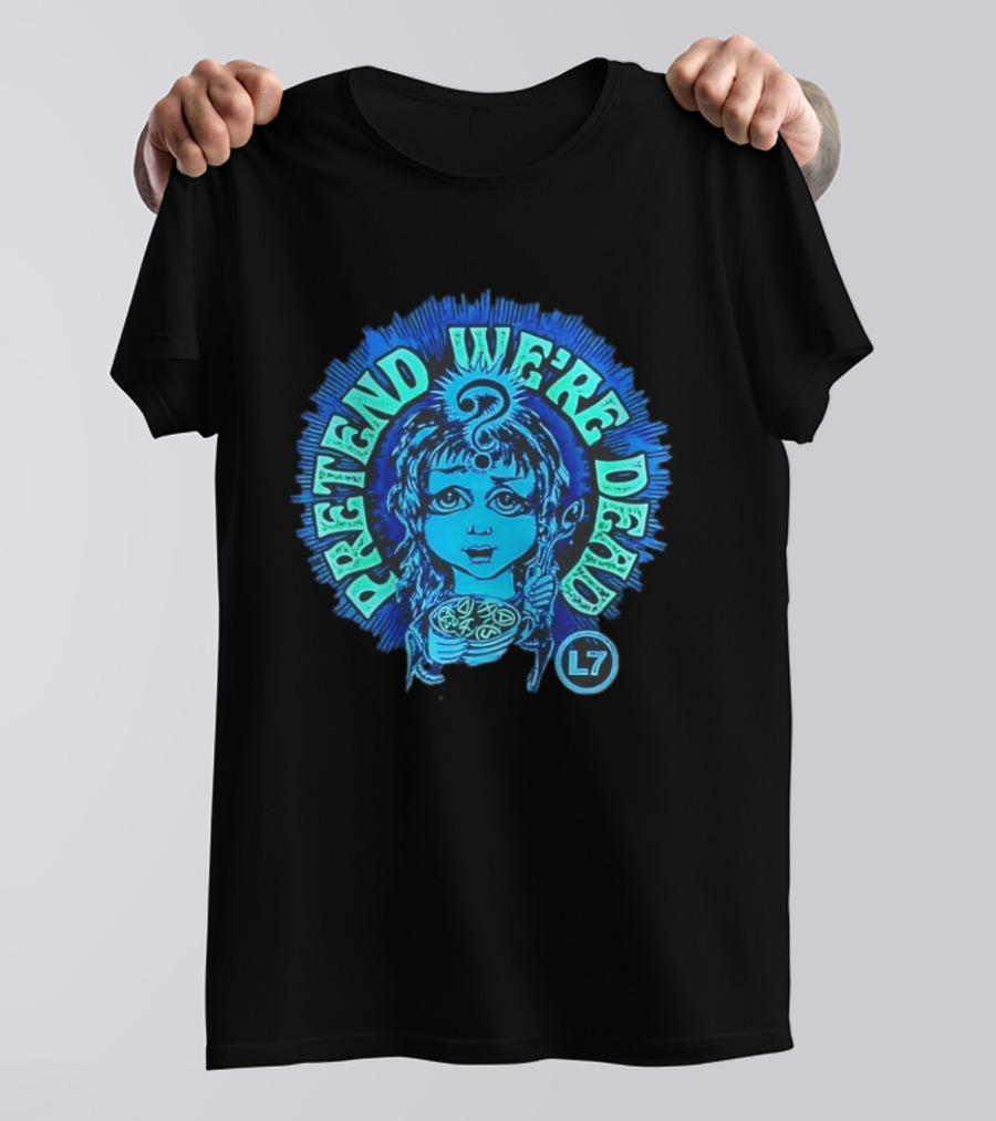 L7 Pretend We're Dead Blue Comic T-Shirt