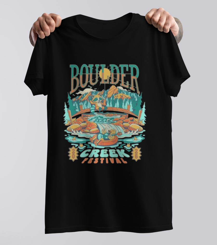 Boulder Creek Festival 2026 Mountain Adventure With Bear And Canoe T-Shirt