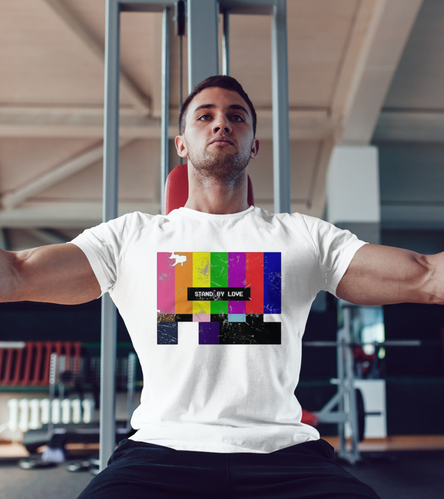 Stand By Love Retro TV Rainbow Pride Multicolor Lines T-Shirt