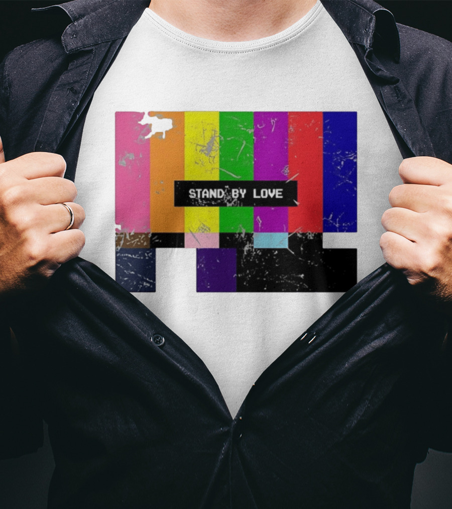 Stand By Love Retro TV Rainbow Pride Multicolor Lines T-Shirt