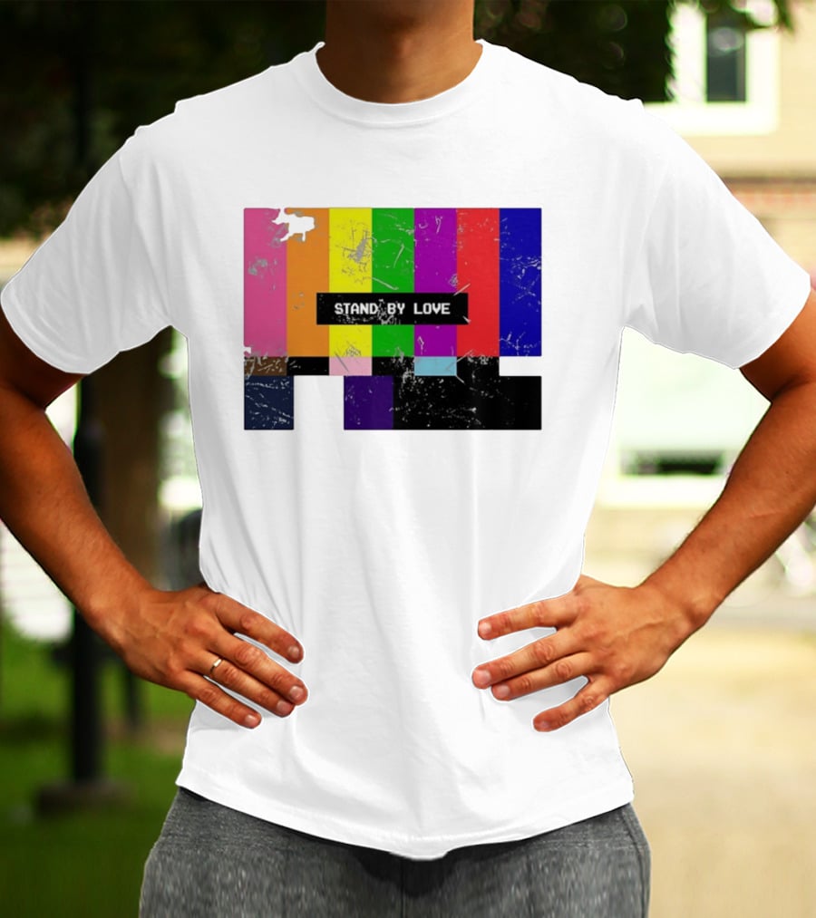 Stand By Love Retro TV Rainbow Pride Multicolor Lines T-Shirt