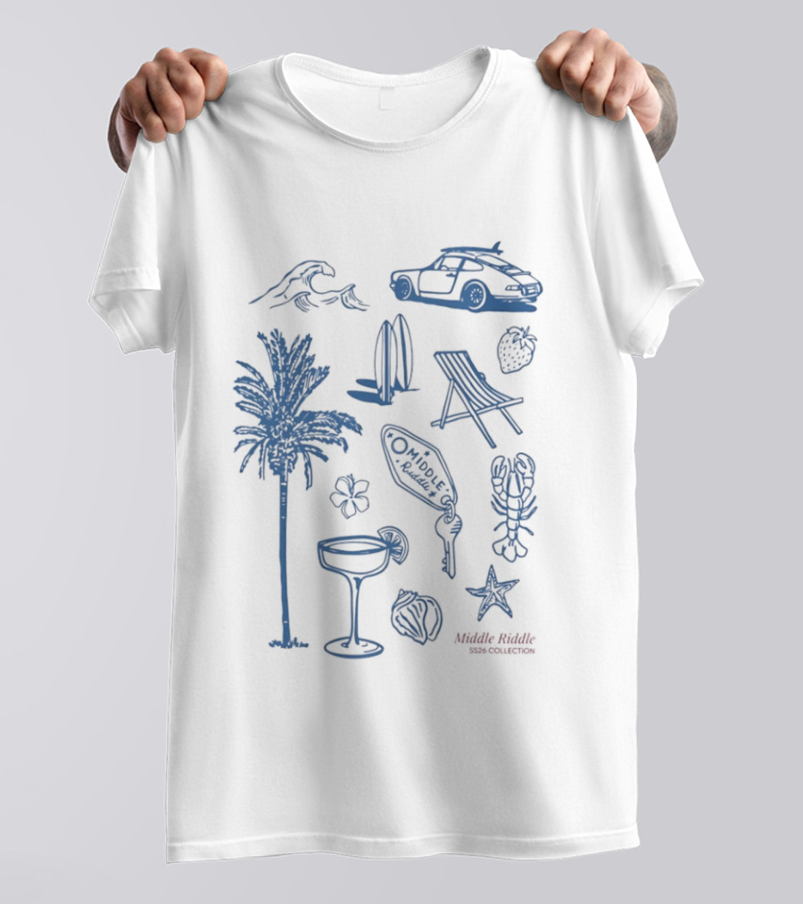 The Coastal Sheer 2026 Summer Collection Palm Waves Surfing Suntanning Chilling Ocean Daze Adventure T-Shirt