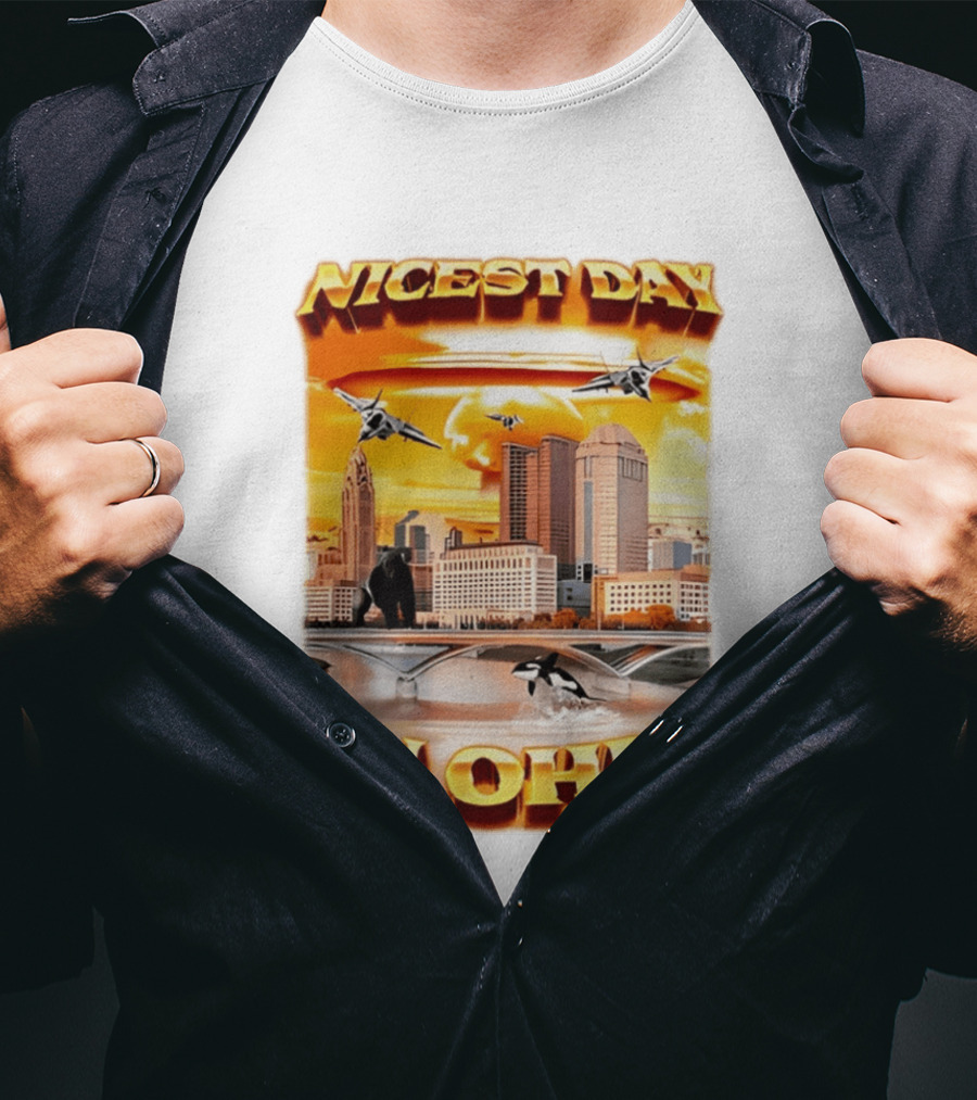 Nicest Day In Ohio Cityscape With Jets And Wildlife T-Shirt