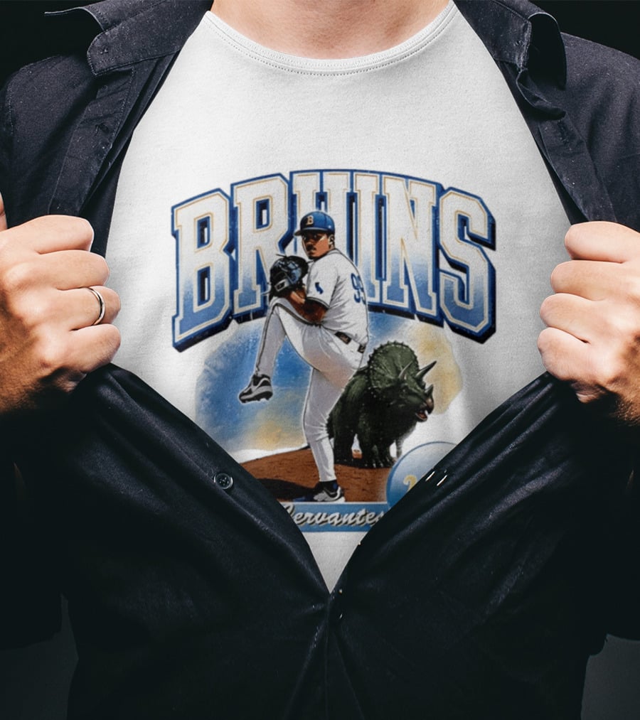 UCLA Bruins Angel Cervantes Baseball Player With Dinosaur T-Shirt